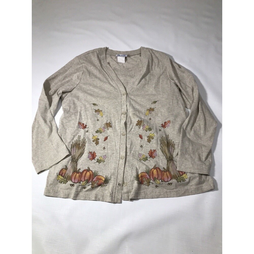 Blair Top W/ Attached Cardigan Harvest Fall Pumpkins Hay Leaves Size Medium